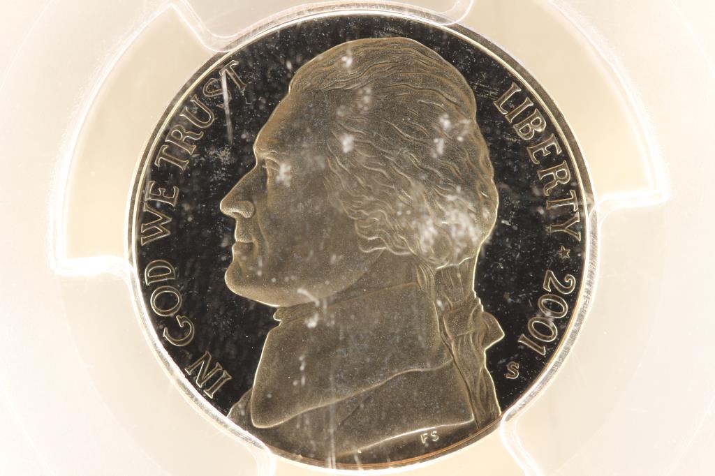 2001-S JEFFERSON NICKEL PCGS PR69 DCAM: WATCH FOR OUR NEXT AUCTION ON MONDAY SEPT. 6TH, 2021 AT 7 PM EDT