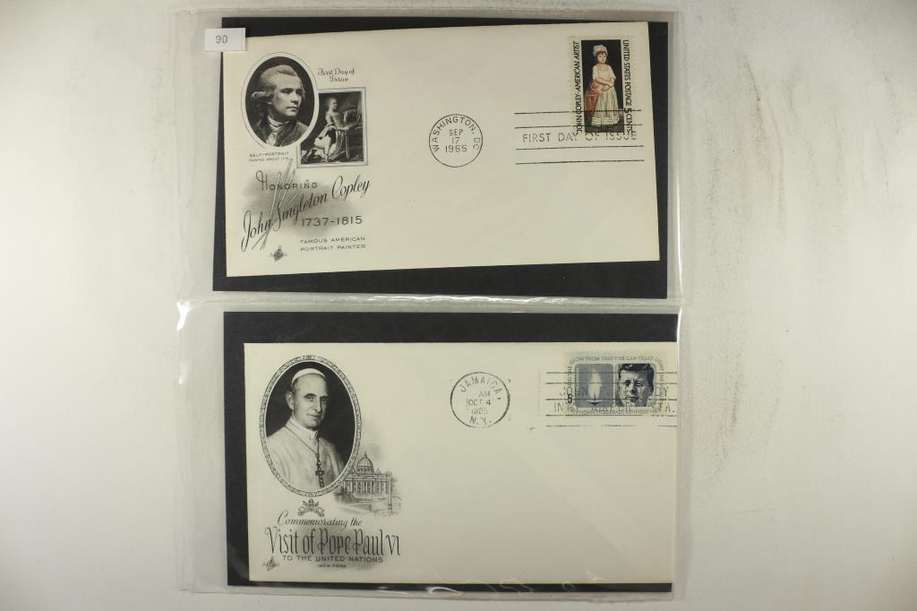 4 ASSORTED 1965 ENVELOPES WITH VARIOUS POSTMARKS: VISIT OF POPE PAUL VI JAMAICA POSTMARK, JOHN SINGLETON COPLEY WASHINGTON D.C. POSTMARK, VISIT POPE PAUL VI WITH NEW YORK WORLD'S FAIR POSTMARK AND ADDITIONAL WORLD'S FAIR POSTMARK