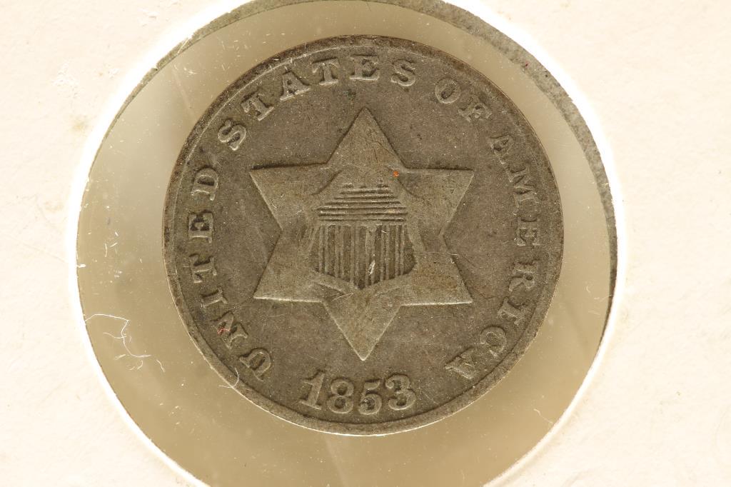 1853 THREE CENT PIECE (SILVER) (FINE) (1 of 2)