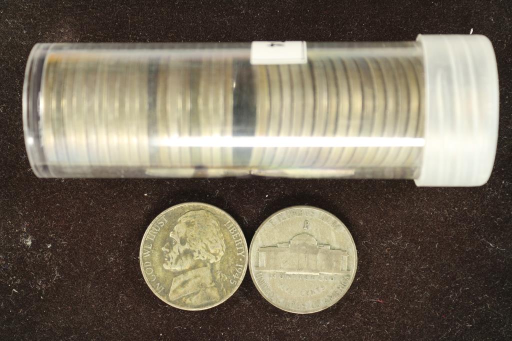 ROLL OF 40-1945-P 35% SILVER JEFFERSON WAR NICKELS (1 of 1)