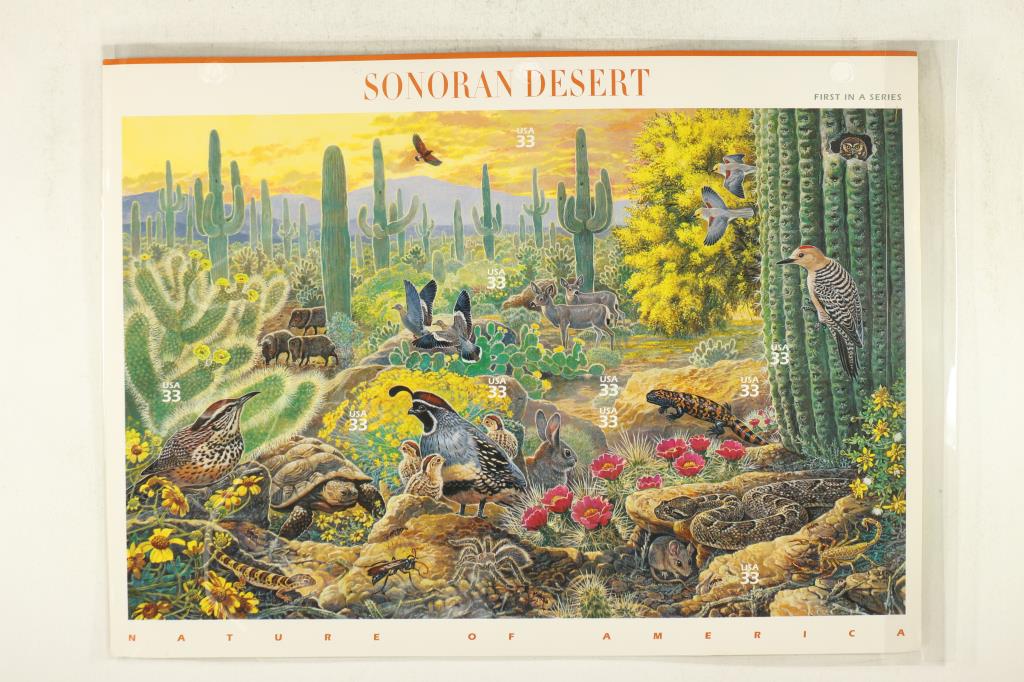 SHEET OF US STAMPS SONORAN DESERT, 10X .33 CENT (1 of 2)