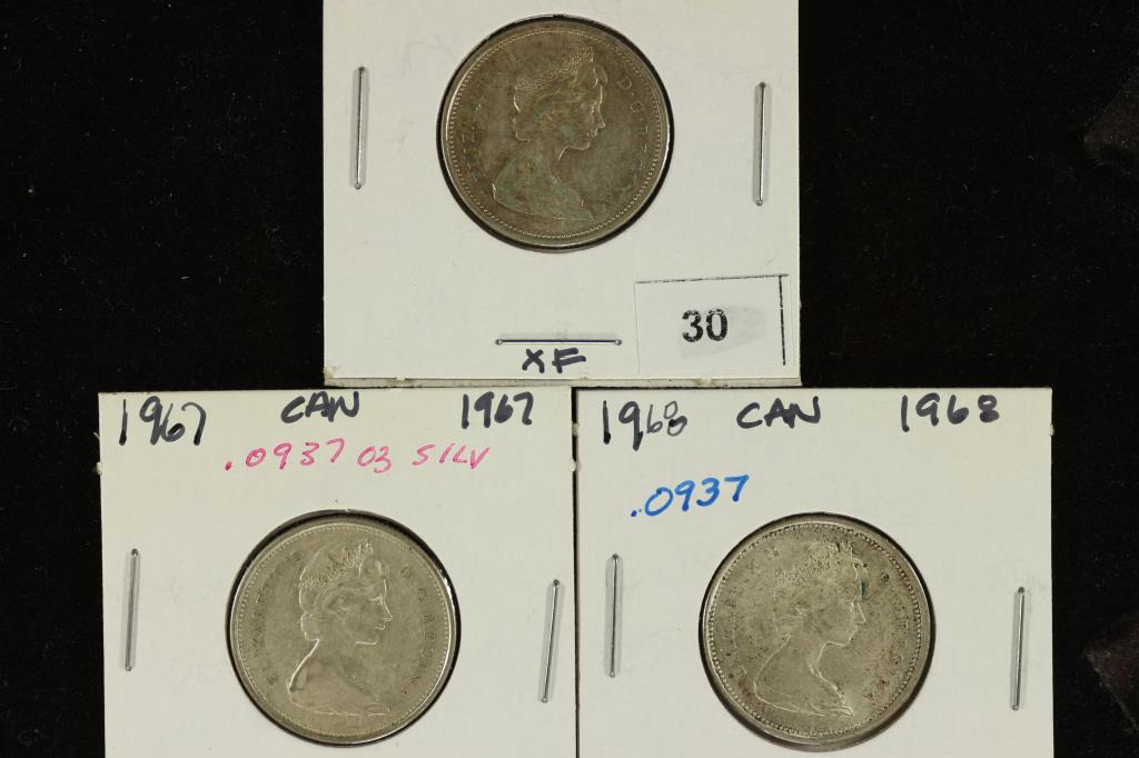 1965, 1967 & 1968 CANADA SILVER 25 CENTS (1 of 2)
