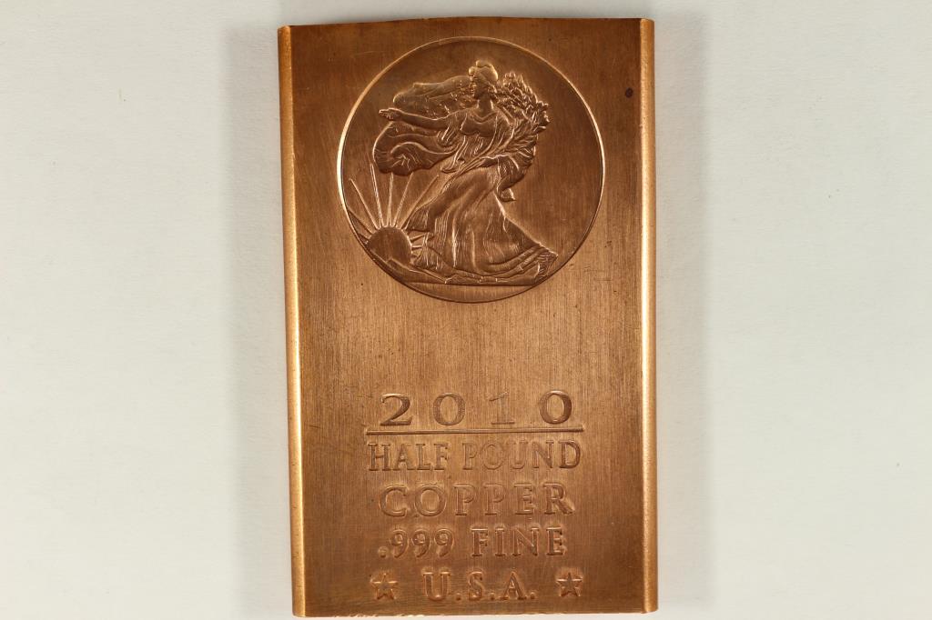 2010 HALF POUND .999 FINE COPPER BAR "LIBERTY" (1 of 2)