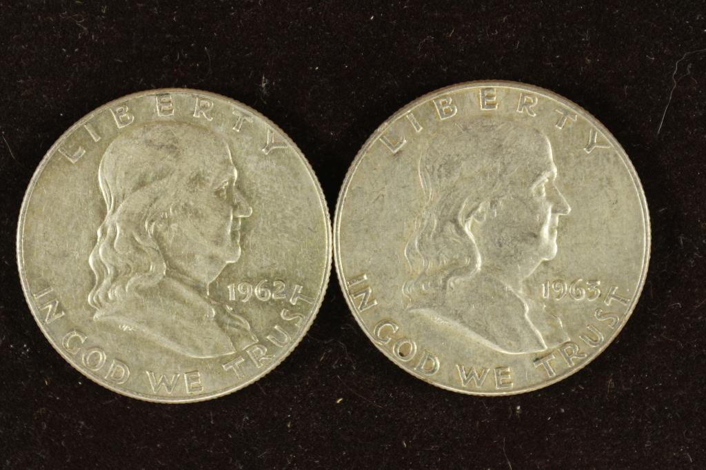 1962-D & 1963-D FRANKLIN SILVER HALF DOLLARS (1 of 2)