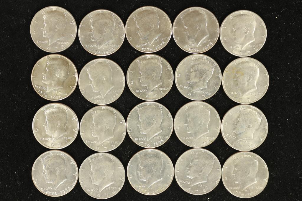 20 ASSORTED KENNEDY HALF DOLLARS (1 of 2)