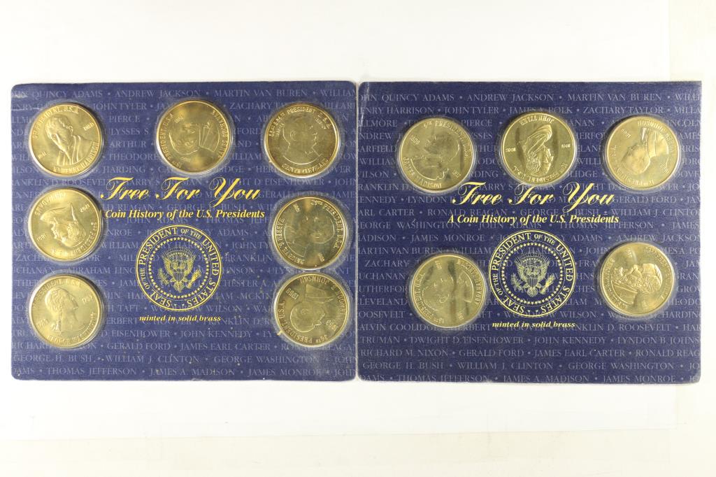 12 ASSORTED 1 1/1/8'' BRASS PRESIDENTIAL MEDALS (1 of 2)