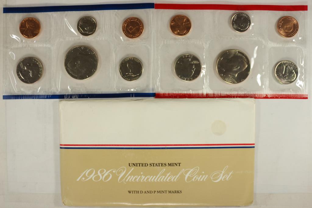 1986 US MINT SET (UNC) P/D (WITH ENVELOPE) (1 of 2)