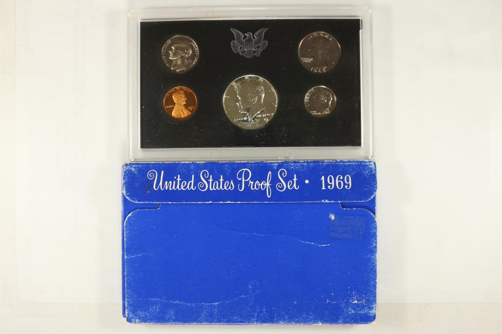 1969 US PROOF SET WITH BOX, 40% SILVER JFK HALF (1 of 2)