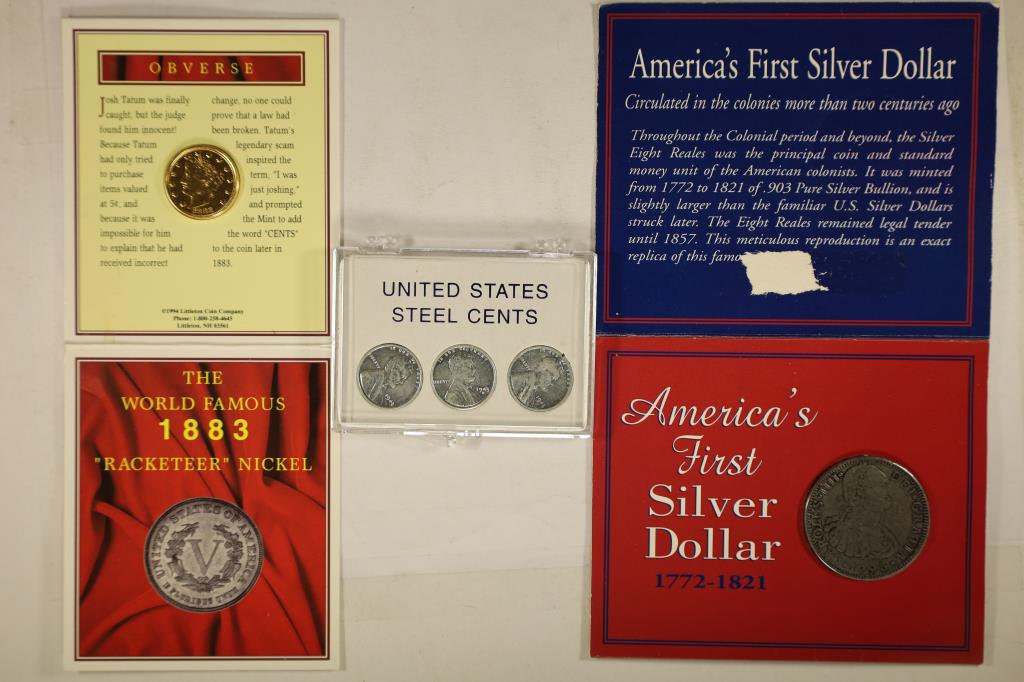 3 COIN SETS 1883 GOLD PLATED "RACKETEER" NICKEL, (1 of 2)