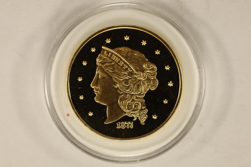2'' GOLD PLATED REPLICA 1877 $50 "THICK PLANCHET" (1 of 2)