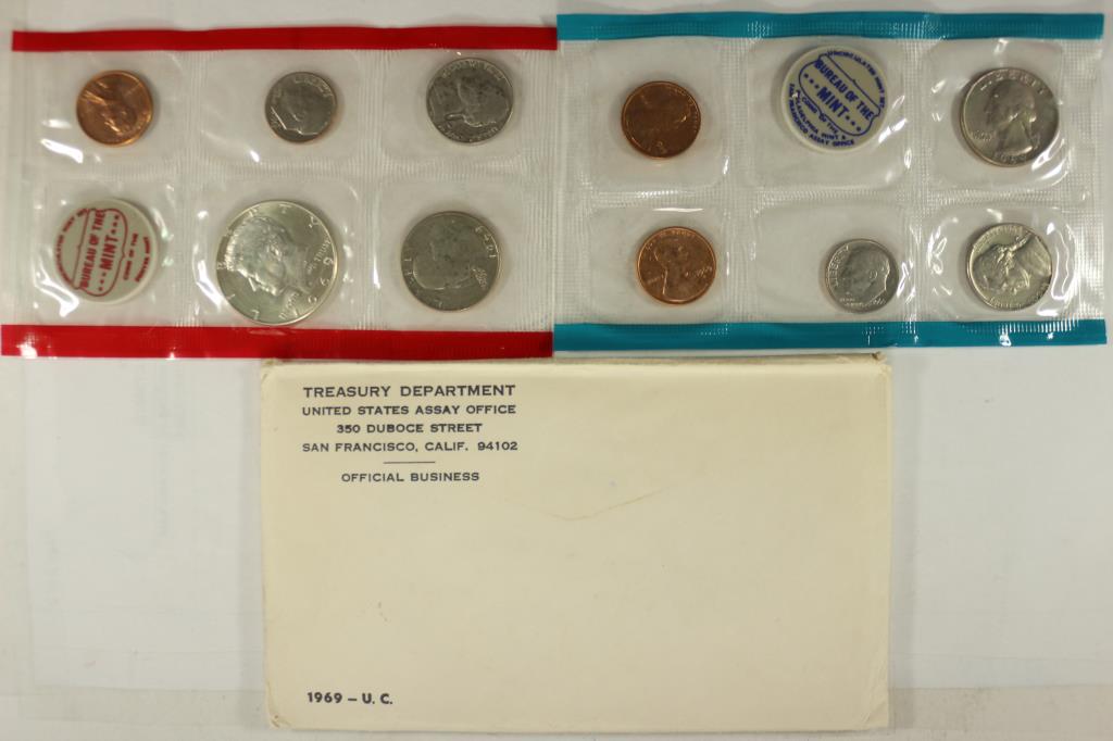 1969 US MINT SET (UNC) P/D/S (WITH ENVELOPE) (1 of 2)
