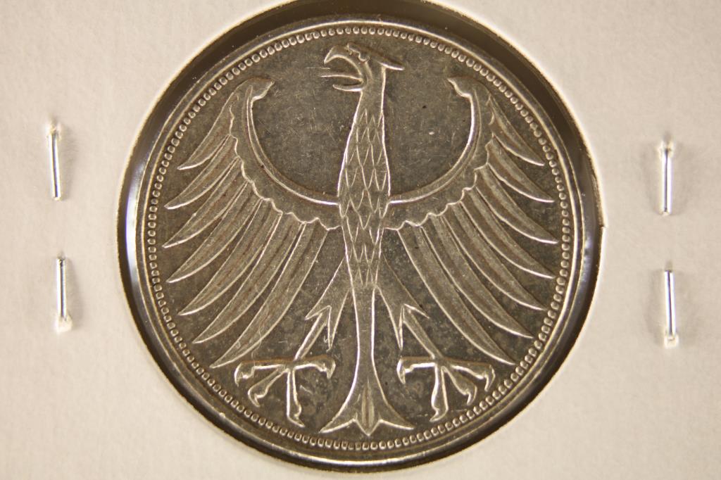 1951-F GERMANY SILVER 5 MARKS WITH TONING (1 of 2)