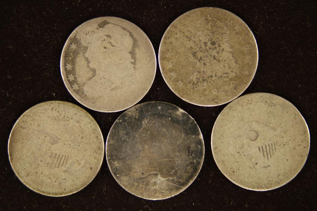 5-NO DATE CAPPED BUST SILVER DIMES (1 of 2)