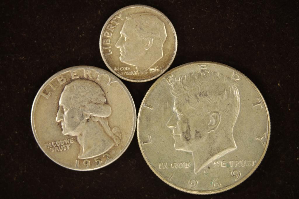 .85 CENT FACE VALUE SILVER US COINS 1964 (1 of 2)