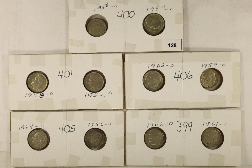 10 ASSORTED SILVER ROOSEVELT DIMES 1950 & 1964 (1 of 2)