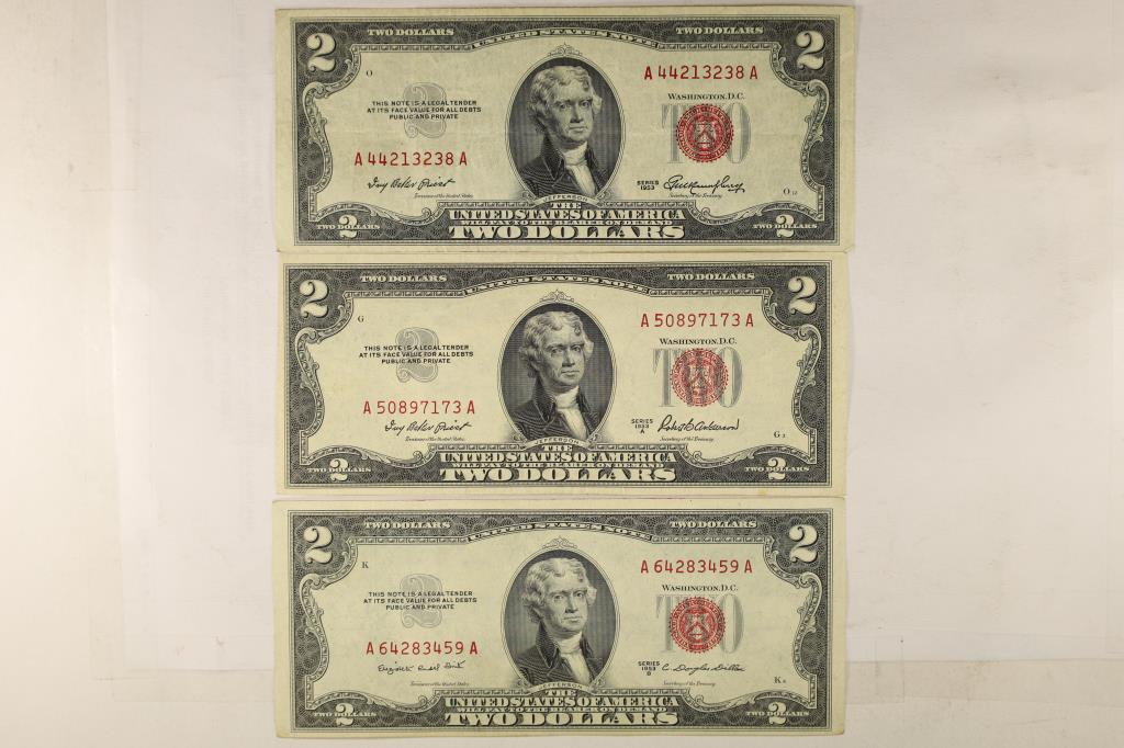 1953, 53-A & 53-B US $2 RED SEAL NOTES (1 of 2)