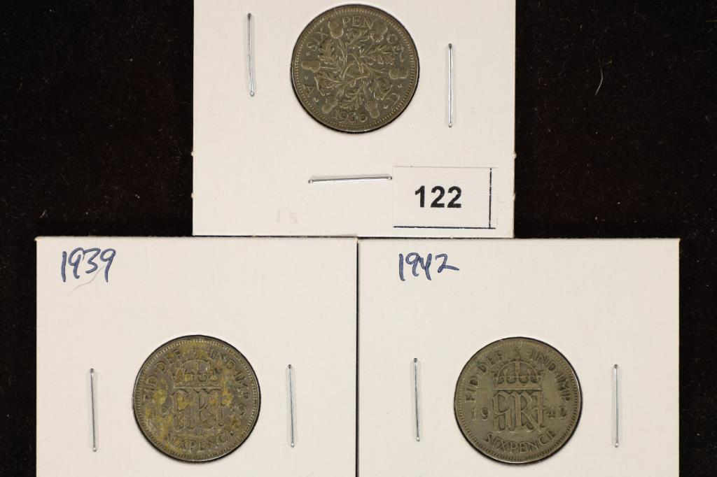 1936, 1939 & 1942 GREAT BRITAIN SILVER 6 PENCE (1 of 2)