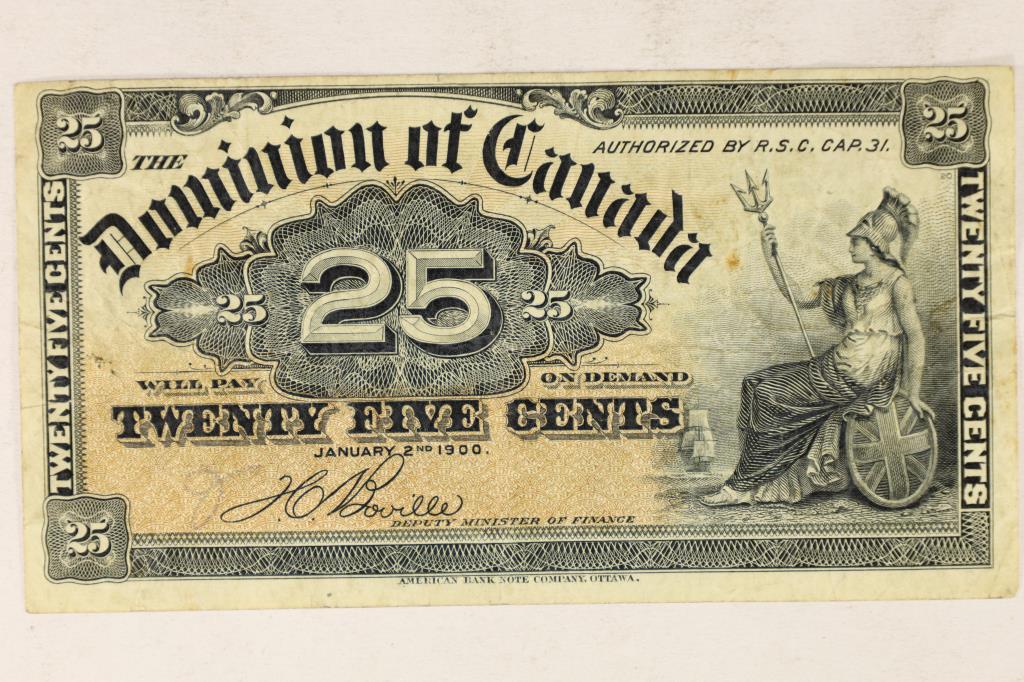 1900 DOMINION OF CANADA 25 CENT FRACTIONAL BILL (1 of 2)