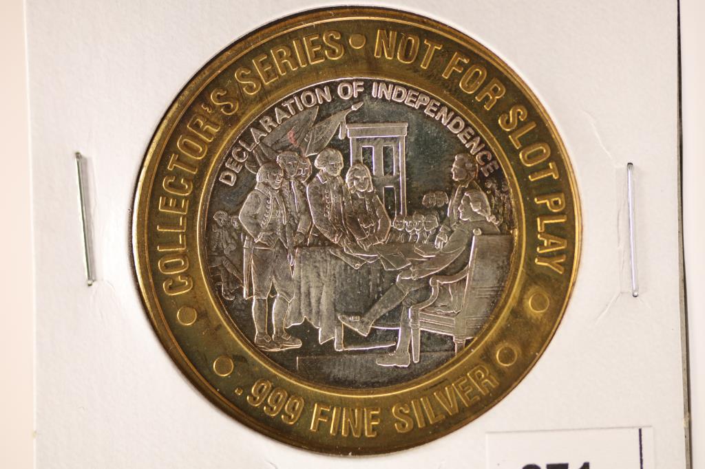 CASINO $10 SILVER TOKEN (UNC) CAESARS (DECLARATION (1 of 2)
