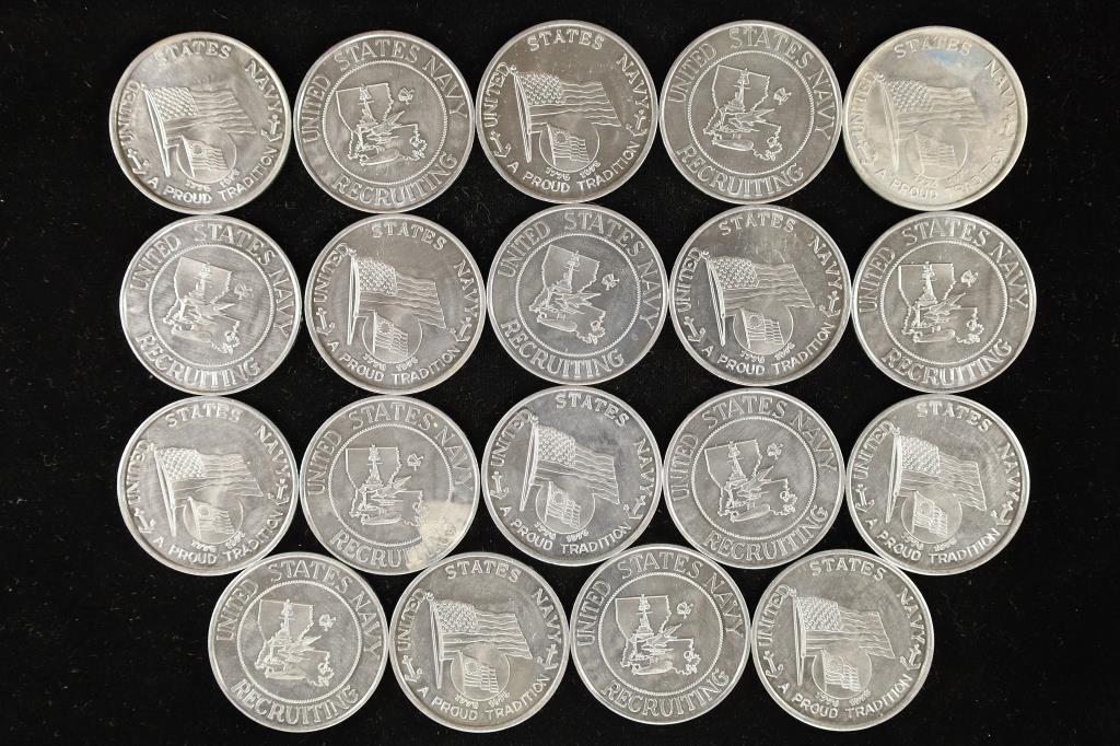 19-1 1/2'' ALUMINUM US NAVY RECRUTING TOKENS (1 of 2)