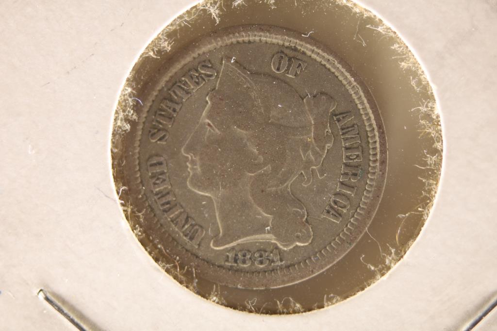 1881 THREE CENT PIECE (NICKEL) (FINE) (1 of 2)