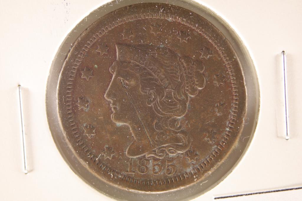 1855 UPRIGHT 5 US LARGE CENT (1 of 2)