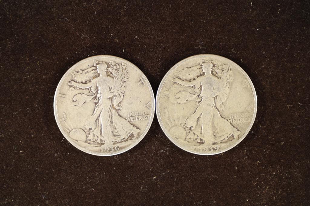1936 & 1939 WALKING LIBERTY HALF DOLLARS (1 of 2)