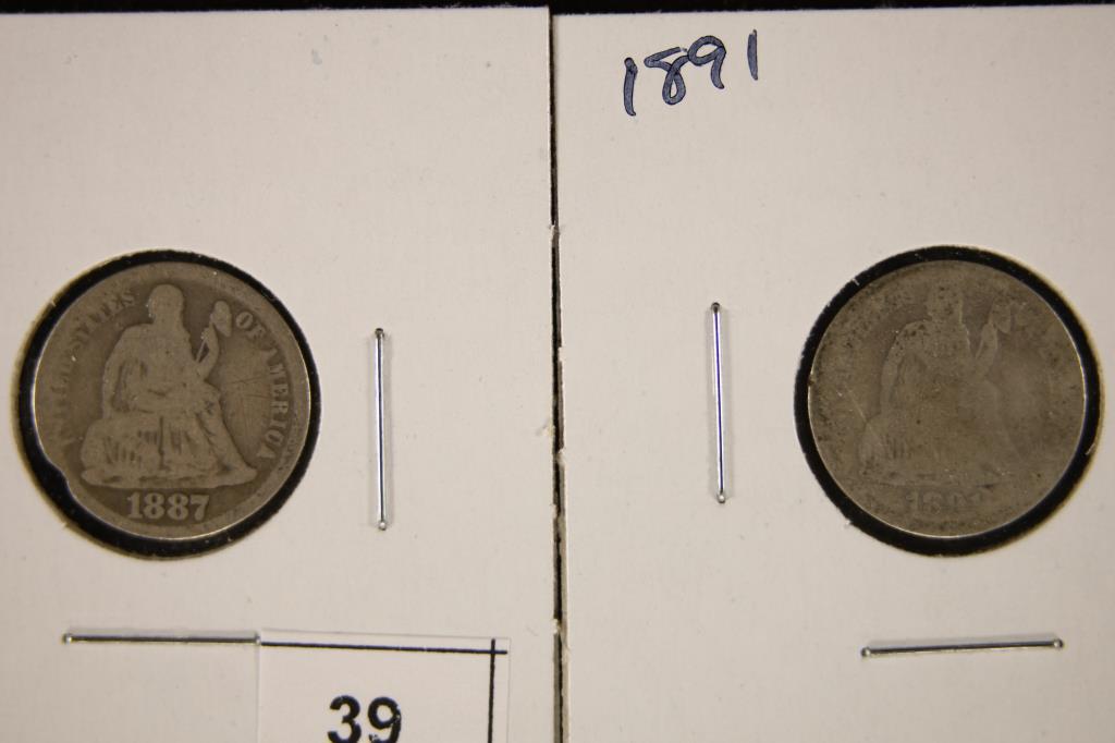 1887 & 1891 SEATED LIBERTY DIMES (1 of 2)