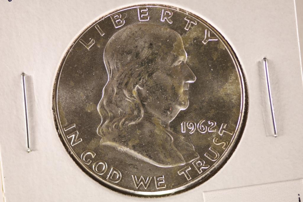 1962-D SILVER FRANKLIN HALF DOLLAR BRILLIANT UNC (1 of 2)