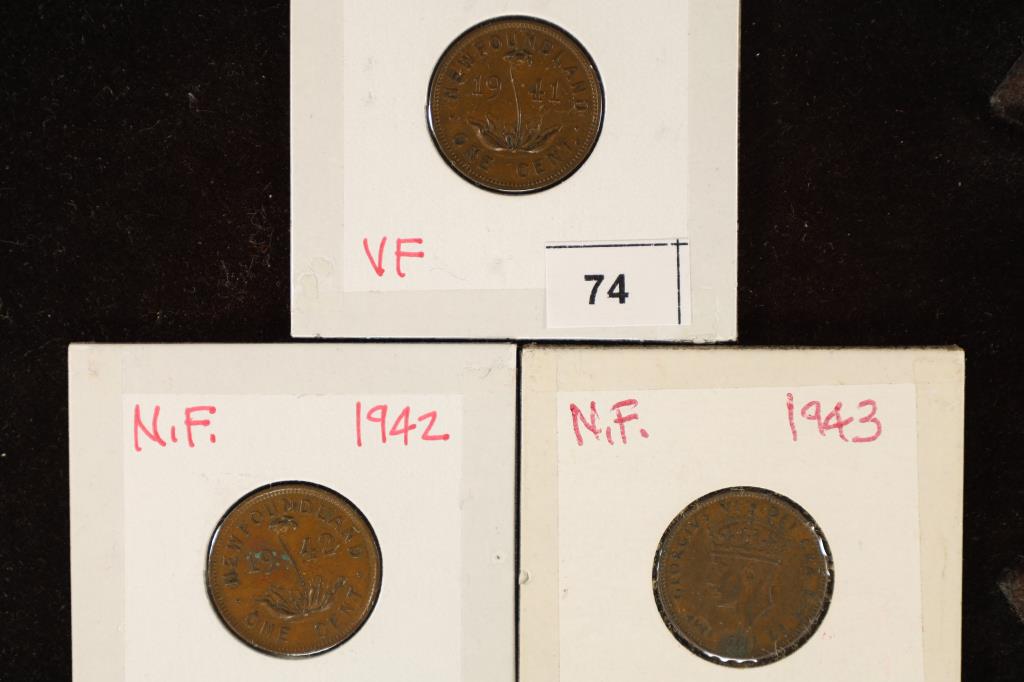 1941, 1942 & 1943 NEWFOUNDLAND ONE CENTS (1 of 2)