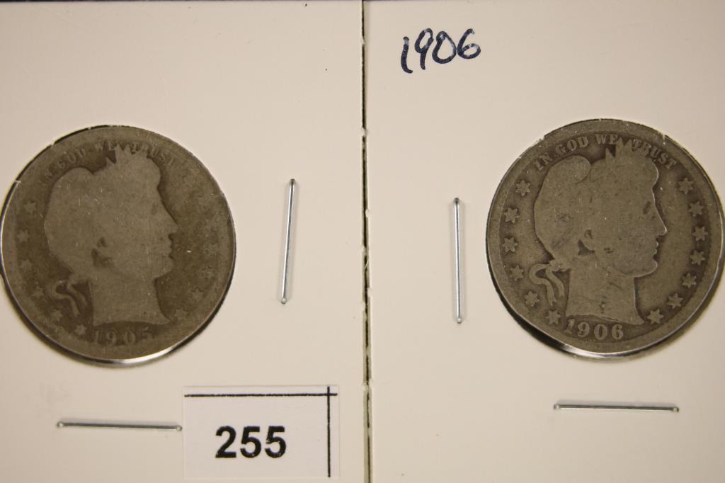 1905 & 1906 SILVER BARBER QUARTERS (1 of 2)
