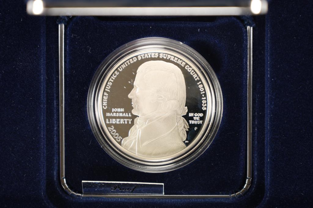 2005 CHIEF JUSTICE JOHN MARSHALL PF SILVER DOLLAR: ORIGINAL US MINT PACKAGING