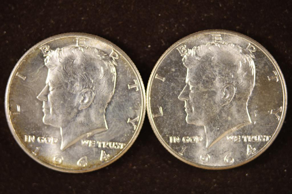2-90% SILVER 1964 KENNEDY HALF DOLLARS (1 of 2)