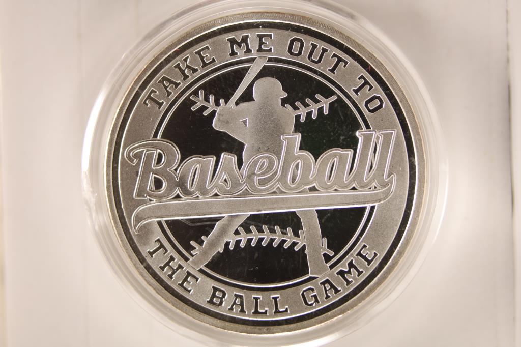 1 TROY OZ .999 FINE SILVER PROOF ROUND BASEBALL (1 of 2)