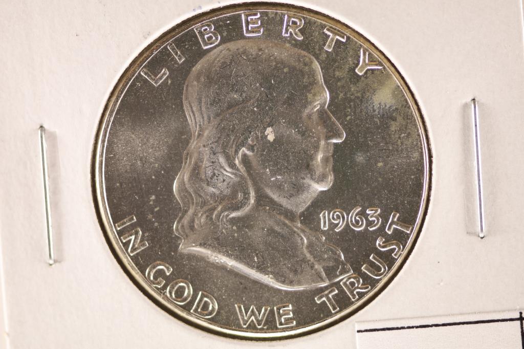 1963 SILVER FRANKLIN HALF DOLLAR BRILLIANT UNC (1 of 2)