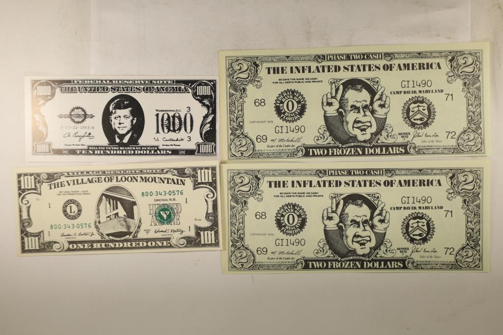 4 PIECES OF CRISP UNC NOVELTY CURRENCY 1982 (1 of 2)