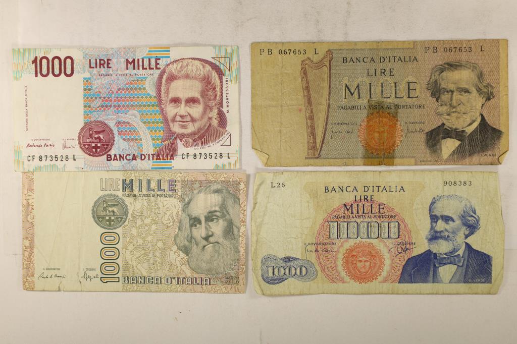 ITALY 4 PIECES OF 1000 LIRE CURRENCY (1 of 2)