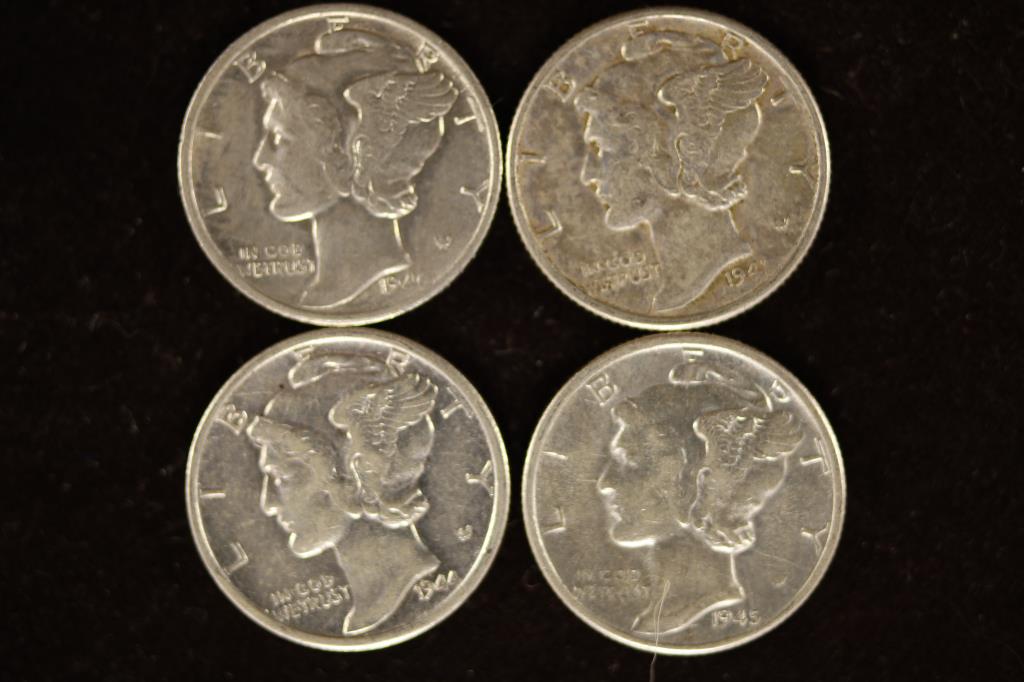 1940-D, 1941-D, 1944-S & 1945-D MERCURY DIMES: ALL IN BETTER SHAPE