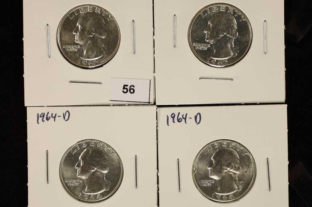 2-1962 & 1964 BRILLIANT UNC WASHINGTON SILVER (1 of 2)