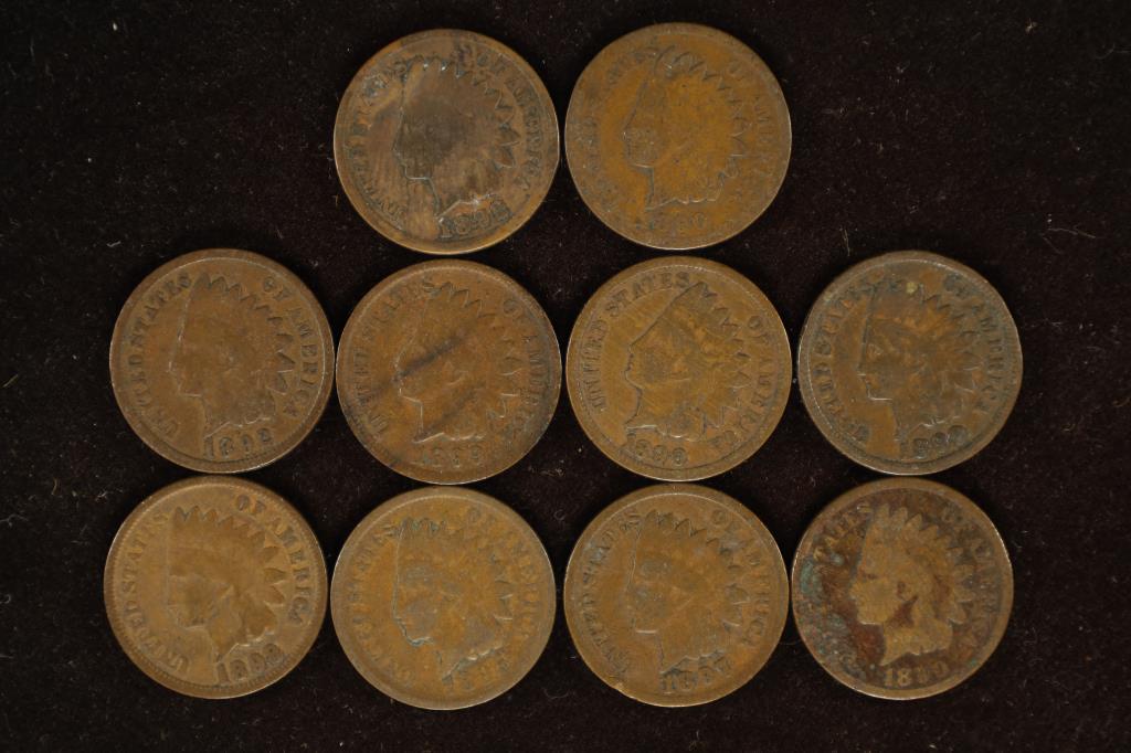 10 ASSORTED 1890'S INDIAN HEAD CENTS (1 of 2)