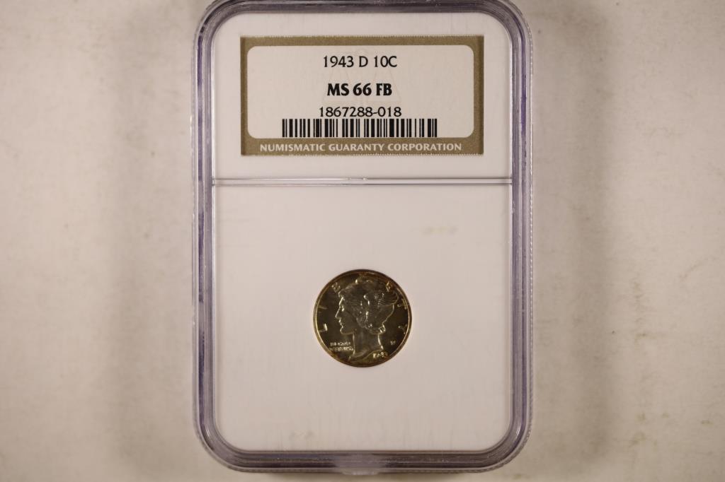 1943-D MERCURY DIME NGC MS66FB: WATCH FOR OUR NEXT AUCTION ON MON. JAN. 3RD, 2022 AT 7 PM EST.