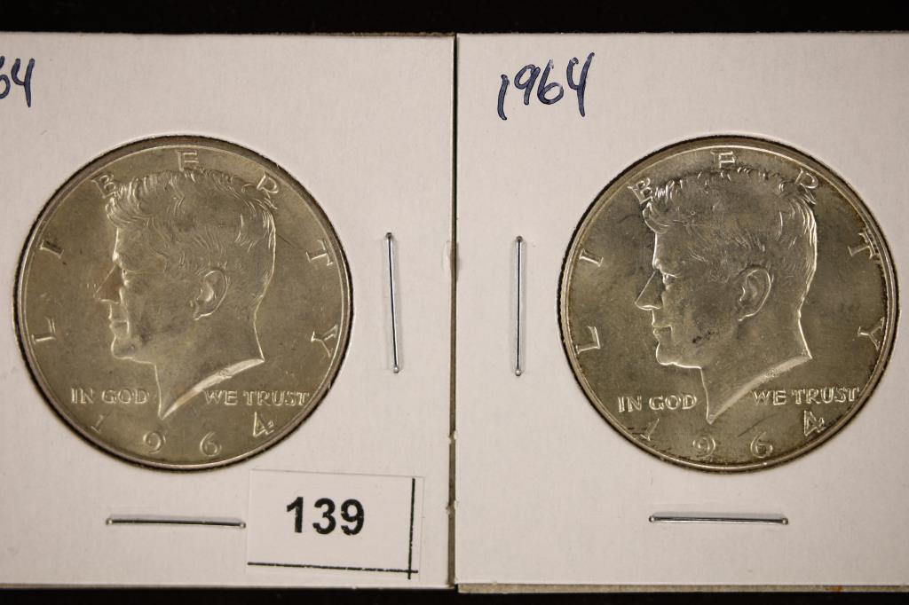 2-1964 90% SILVER KENNEDY HALF DOLLARS (1 of 2)