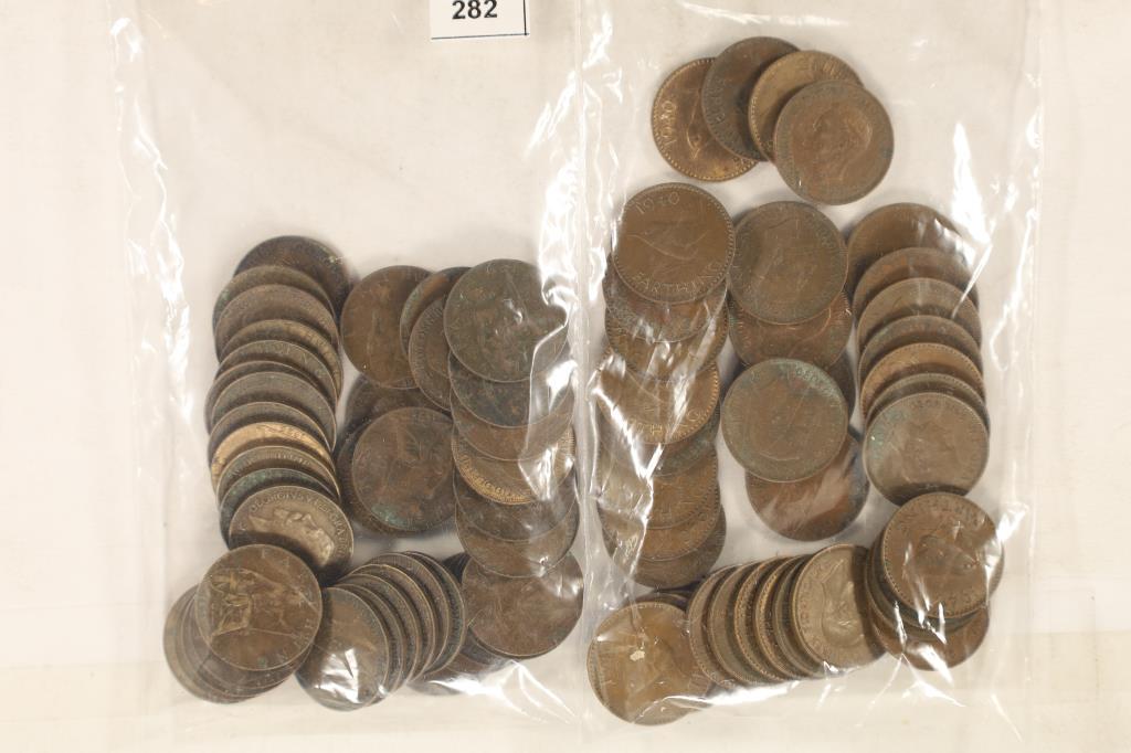 2 BAGS OF GREAT BRITAIN FARTHINGS 1925 (42) & (1 of 1)