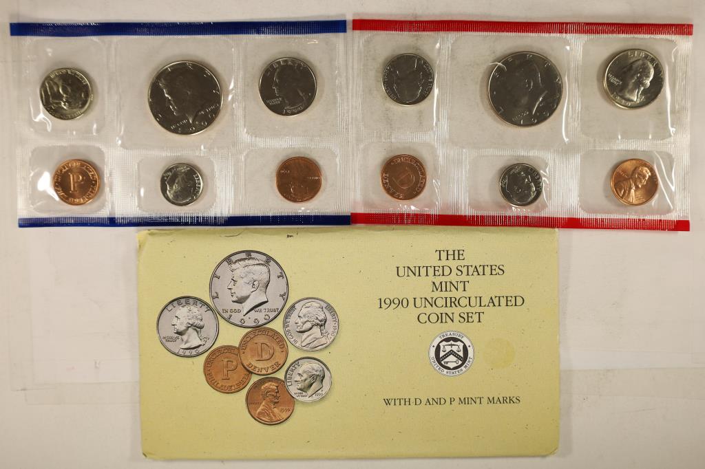 1990 US MINT SET (UNC) P/D (WITH ENVELOPE) (1 of 2)