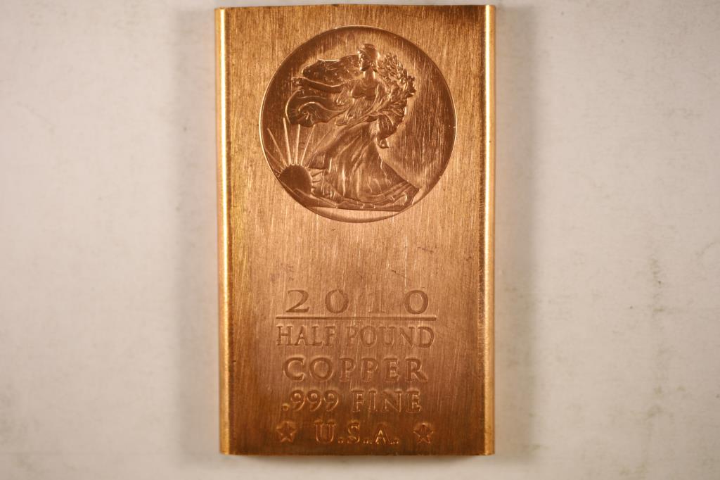 HALF POUND COPPER .999 FINE BAR 2010 LIBERTY (1 of 2)