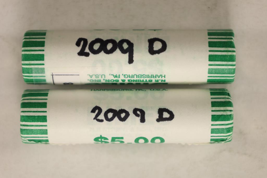 2-$5 ROLLS OF 2009-D ROOSEVELT DIMES BRILLIANT UNC: WATCH FOR OUR NEXT AUCTION ON MON. JAN. 10TH, 2022 AT 7 PM EST