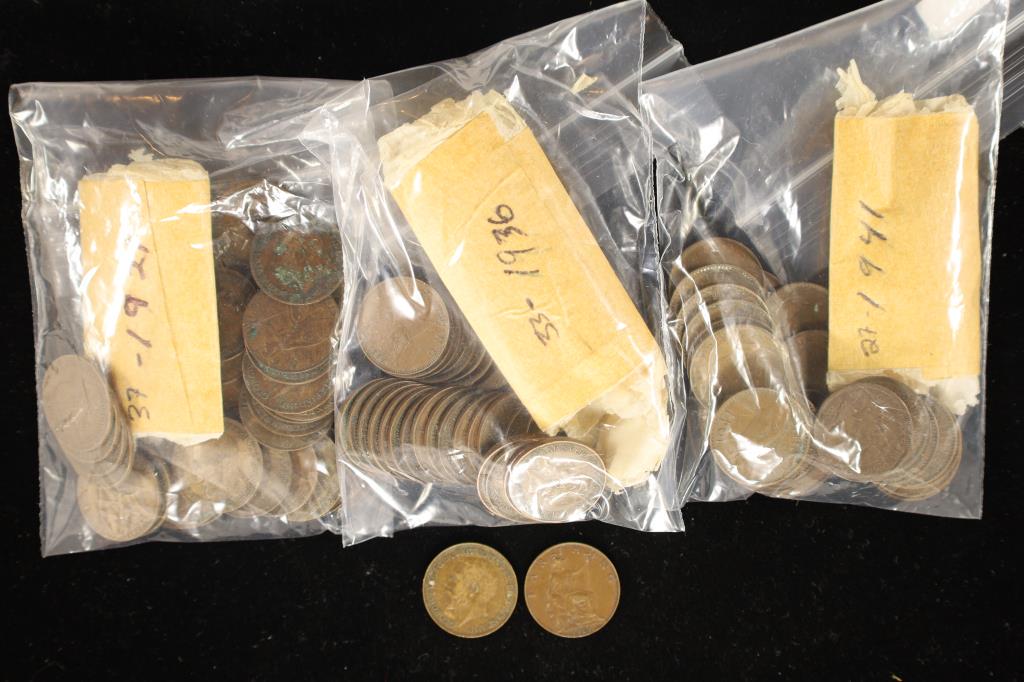 3 BAGS OF GREAT BRITAIN FARTHINGS 1921 (37 COINS), (1 of 1)
