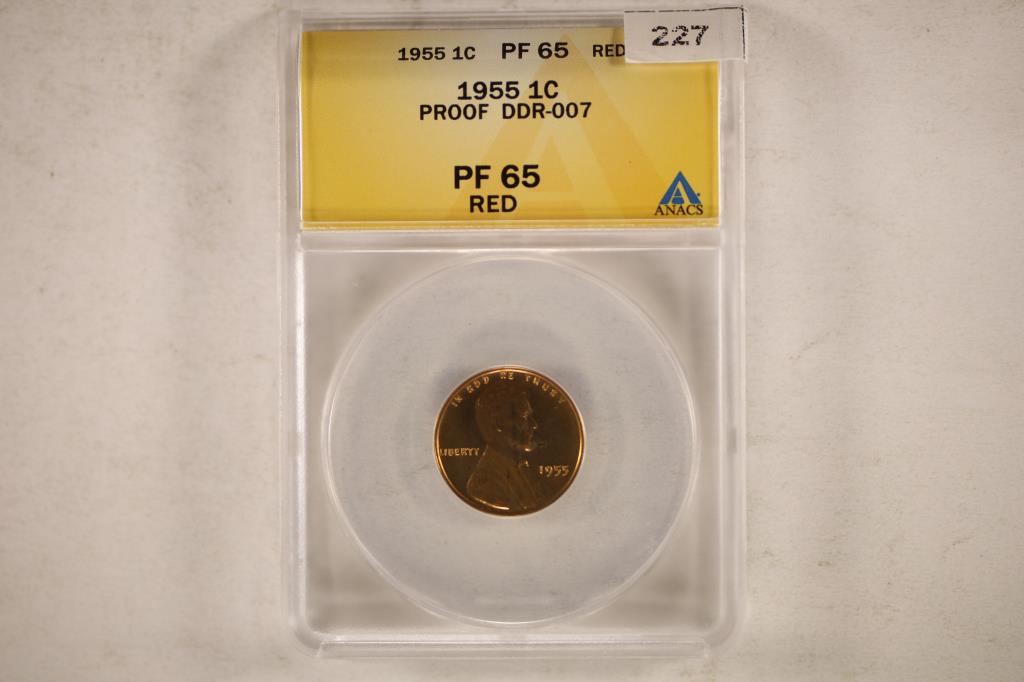 1955 LINCOLN CENT ANACS PF DDR-007 PF65 RED (1 of 2)