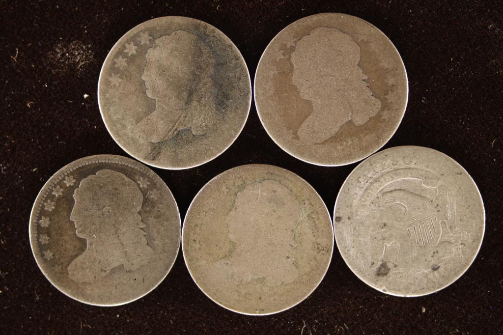 5 NO DATE CAPPED BUST DIMES (1 of 2)