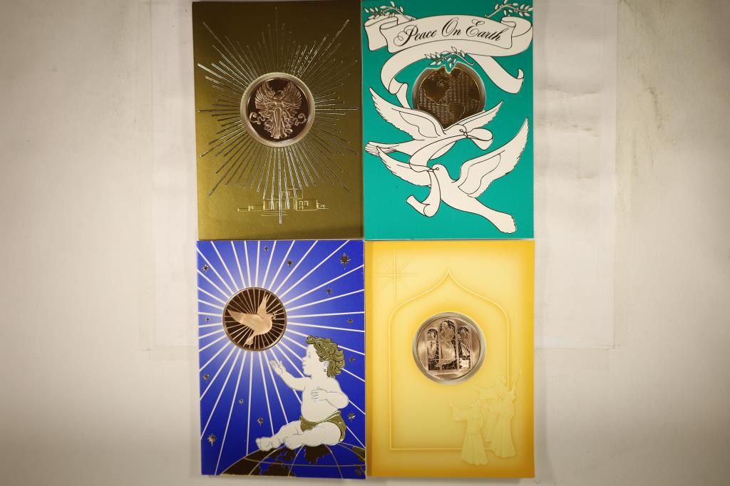 4 FRANKLIN MINT HOLIDAY CARDS WITH 1 1/2'' BRONZE (1 of 2)